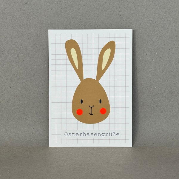 Karte Ostern / Osterkarte /„Osterhasengrüße" / Motiv Osterhase / neon