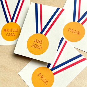 Karte / Glückwunschkarte / Medaille / zum Abitur / Geburtstag / Muttertag / Führerschein / personalisierbar