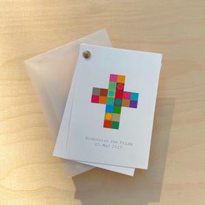 Einladungskarte Kommunion / Konfirmation  / Taufe / personalisierbar /  Neonpunkte