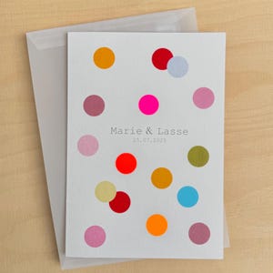 Hochzeitskarte / Glückwunschkarte "XL" / A5 / Karte für Sammelgeschenk / Gutscheinkarte/ Konfetti / große Neonpunkte