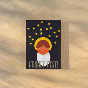 Weihnachtskarte Christkind / „Frohes Fest" / Neonpunkte
