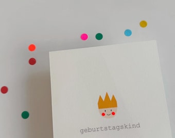 Birthday card “Birthday child” / simple birthday card / minimalist birthday card / small neon dots glued on by hand