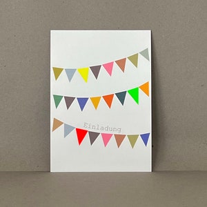 Einladungskarte Girlanden/ Karte Kindergeburtstag / neon