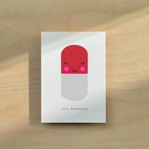 Genesungskarte schlicht / Gute Besserung Karte / Karte bei Krankheit / Get well soon Karte /Neonpunkte von Hand geklebt / Naturpapier