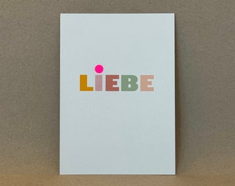 Karte „LIEBE" / Hochzeitskarte / Valentinskarte / neon