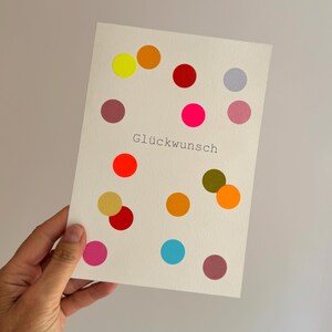 Glückwunschkarte XL / A5 / Karte für Sammelgeschenk / Konfetti  / „Glückwunsch " / große Neonpunkte