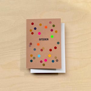 Gutscheinkarte Konfetti / Geschenkgutschein / Neonpunkte