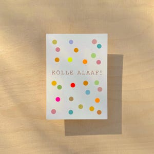 Karte Karneval / Karte „KÖLLE ALAAF!“ / Motiv Konfetti / Neonpunkte