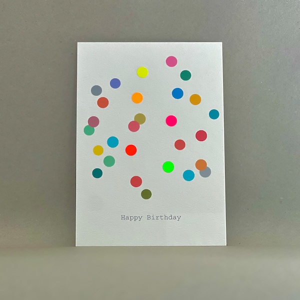 Karte / Geburtstagskarte / Karte „Happy Birthday“ / Motiv Konfetti / neon