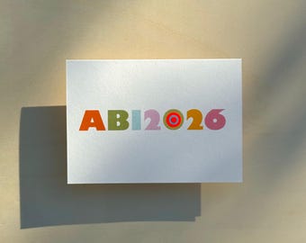 Graduation card / Neon target design / "graduation 2026" lettering / Graduation gift card or voucher / Hand-applied neon dots