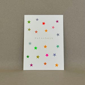 Gutscheinkarte  Sterne / Geschenkgutschein / Neonsterne
