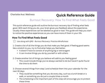 QRG - Burnout Recovery Tip: How To Find What Feels Good