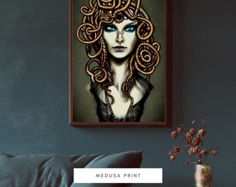 A.I Created Medusa wall art | modern wall art | Medusa | Greek mythology | printable wall art | Medusa head |