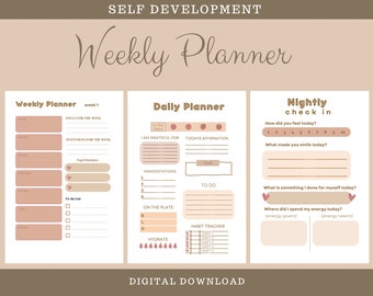 Self development focus planner | weekly planner | manifestation planner | habit tracker