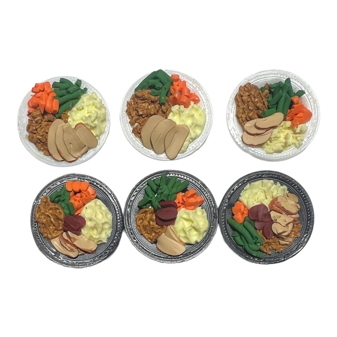 Miniature Thanksgiving Dinner for Dollhouse, Thanksgiving Plate ...