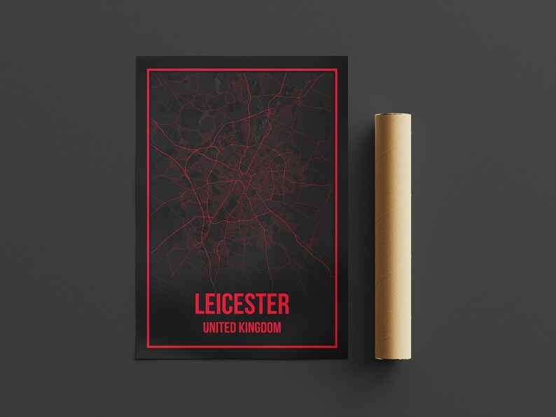 Leicester Map Print Download UK City Map Poster, Leicester City Map ...