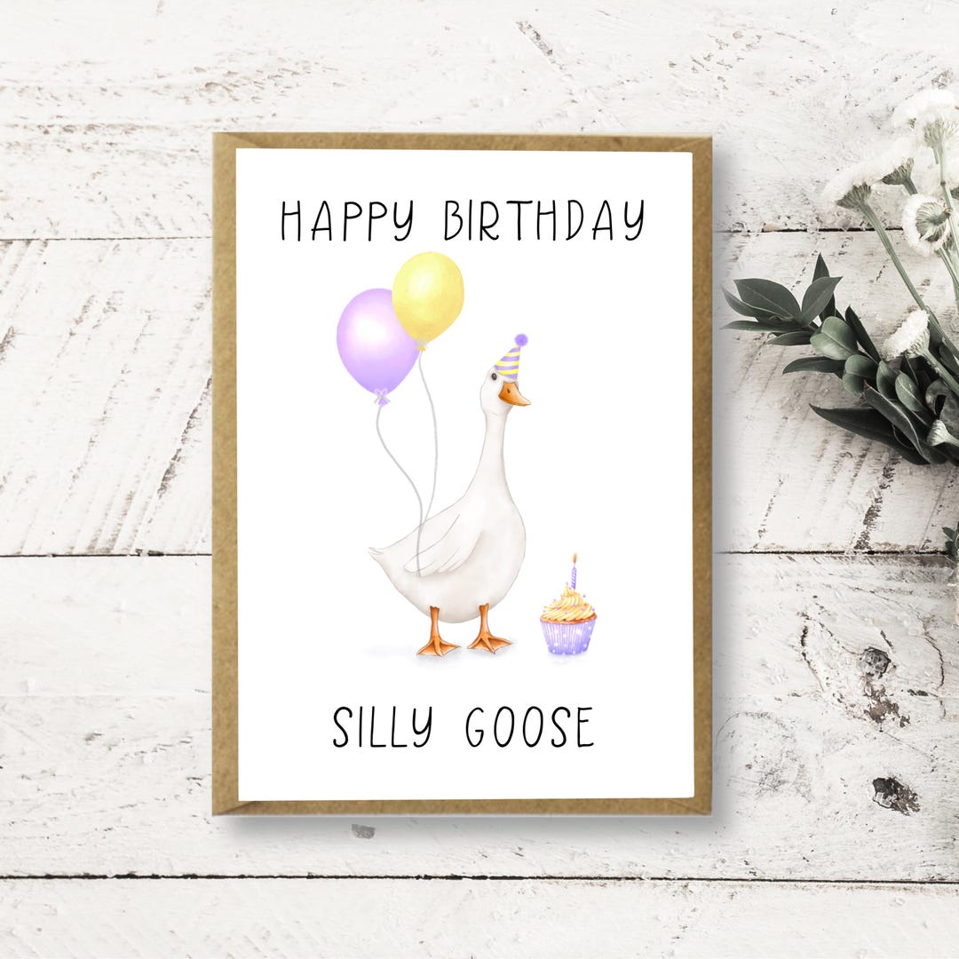 Happy Birthday Silly Goose Purple & Yellow Birthday Card - Etsy