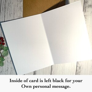May include: Blank white card with a brown envelope. The inside of the card is left blank for a personal message.