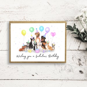 Party Pups Birthday Card - Wishing You a furbulous Birthday | Dog Card | Funny Card | Cute card | Pun card | Dog lover