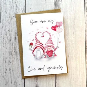 Scandi Gnomes One and Gnomely Card | Valentine’s Day Card | Wedding Anniversary card | Romantic card | Pun card
