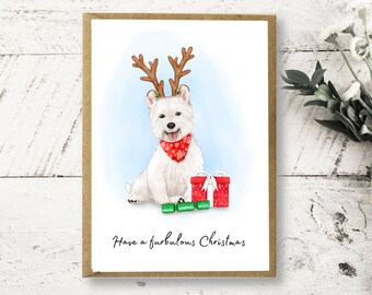 West Highland Terrier Punny Christmas Card | Westie Christmas Card | Funny Christmas Card | Cute Christmas Card | Card for dog lovers