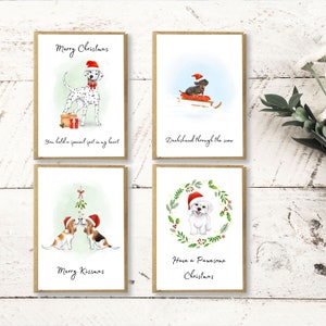 4 Pack Christmas Punny Dog Cards - Pack 2 | Christmas Cards | Funny Christmas Cards | Dog Christmas Cards | Christmas Card Pack