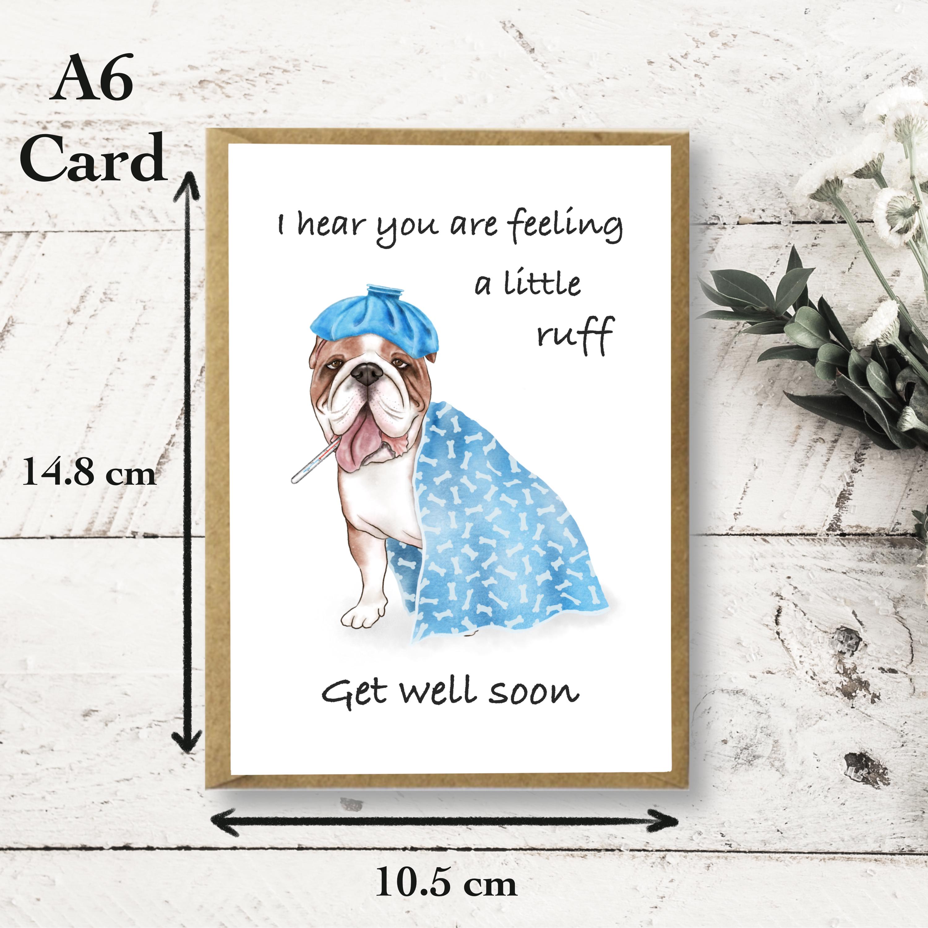 Get Well Soon Card With Bulldog, Funny Get Well Soon, Cute Get Well Soon,  Dog Get Well Soon, Feel Better Soon, Handmade Card, Cute Pun Card - Etsy, image size:3000x3000