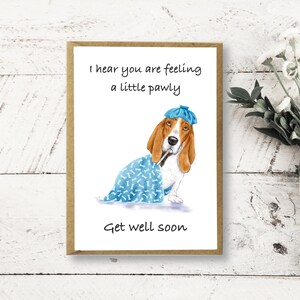 Get Well Soon card Bloodhound, funny get well soon, cute get well soon, Dog get well soon, Feel better soon, Handmade, Cute pun card