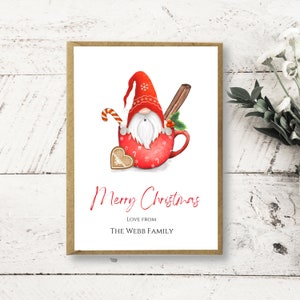 Personalised Scandi Gnome in Mug Christmas Card | Gnome Christmas Card | Christmas Gnome card