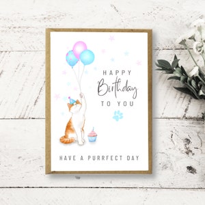 Happy Birthday To You Have a Purrfect Day Birthday Card | Handmade Card | Cat Card | Funny Card | Cute card | Pun card | Cat lover Card |