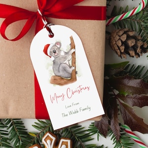Personalised Koala Gift Tags 6 pk | Australian Wildlife | Festive Gift Tags | Personalised Christmas Gift Tags | Australiana Gift Tag