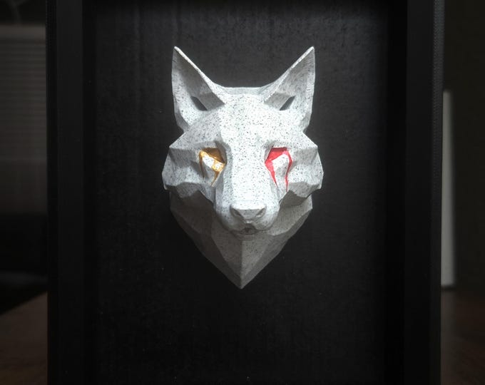 Framed Howler Wolf Head, Red Rising Themed Book Nook / Decor - Etsy