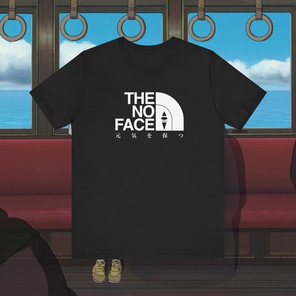 The No Face, 2 sided, Spirited Away, Studio Ghibli, North Face Parody, Unisex Jersey Short Sleeve Tee