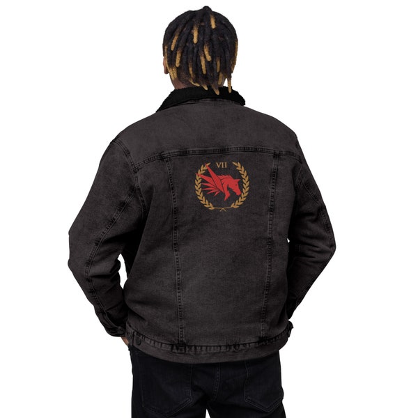 Pegasus Legion, VII, Red Rising, Unisex denim sherpa jacket