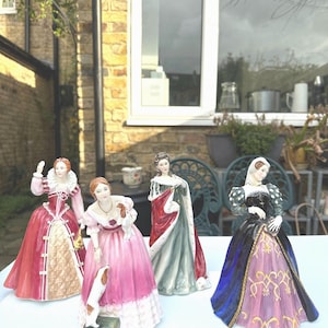 Royal Doulton Limited Edition Porcelain Figurines of Queen Elizabeth I, Queen Victoria, Queen Anne and Mary, Queen of Scots