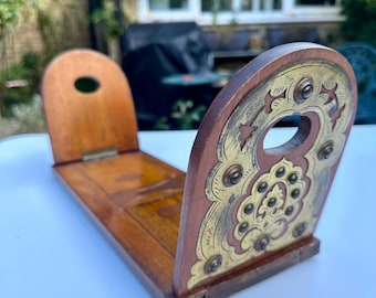 An Antique Victorian Brass Mounted Walnut Wood Book Rack or Book Stand