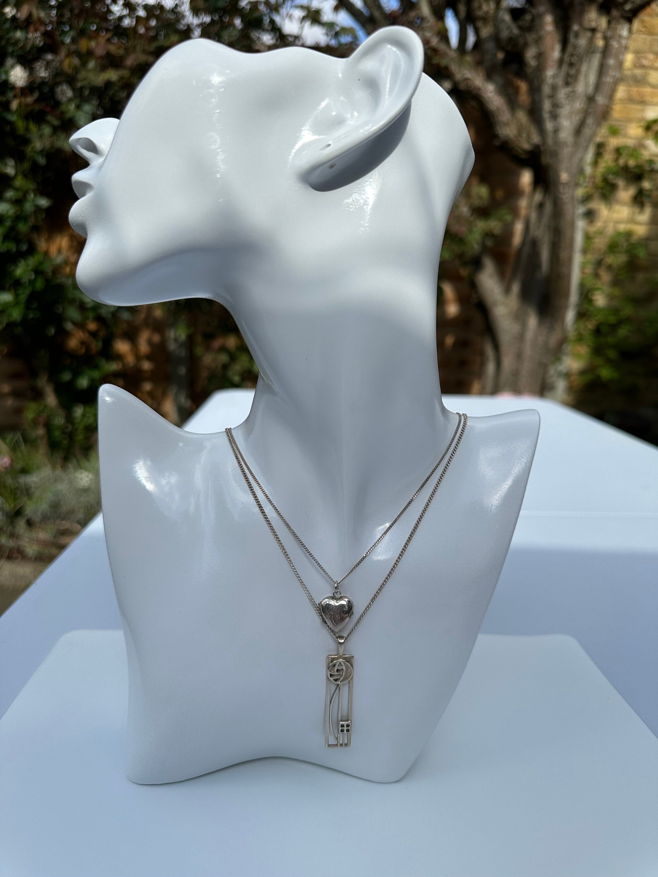 Charles Rennie Mackintosh in argento Sterling con ciondolo con 45,7 cm catena