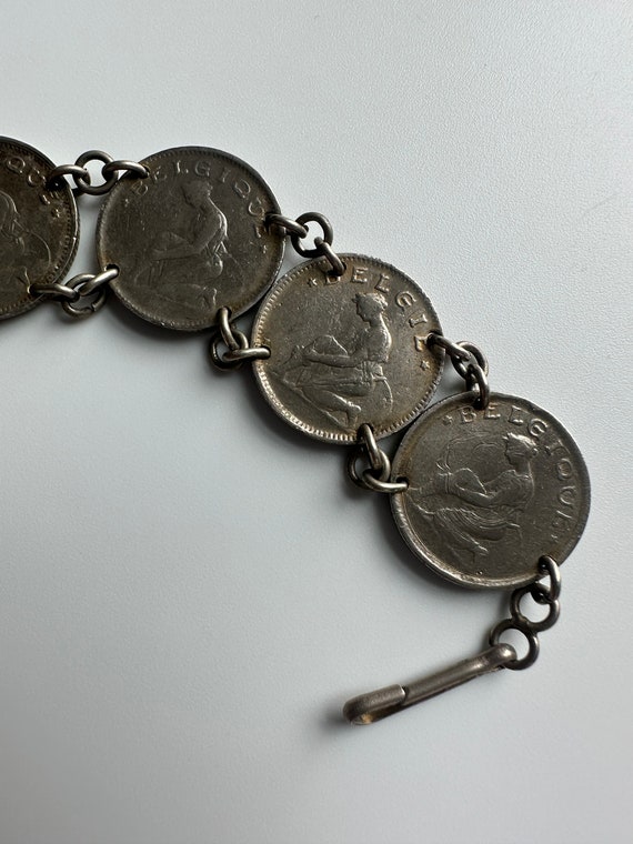 A 1930's Link Bracelet Made of 8 Belgium 50 Centi… - image 8
