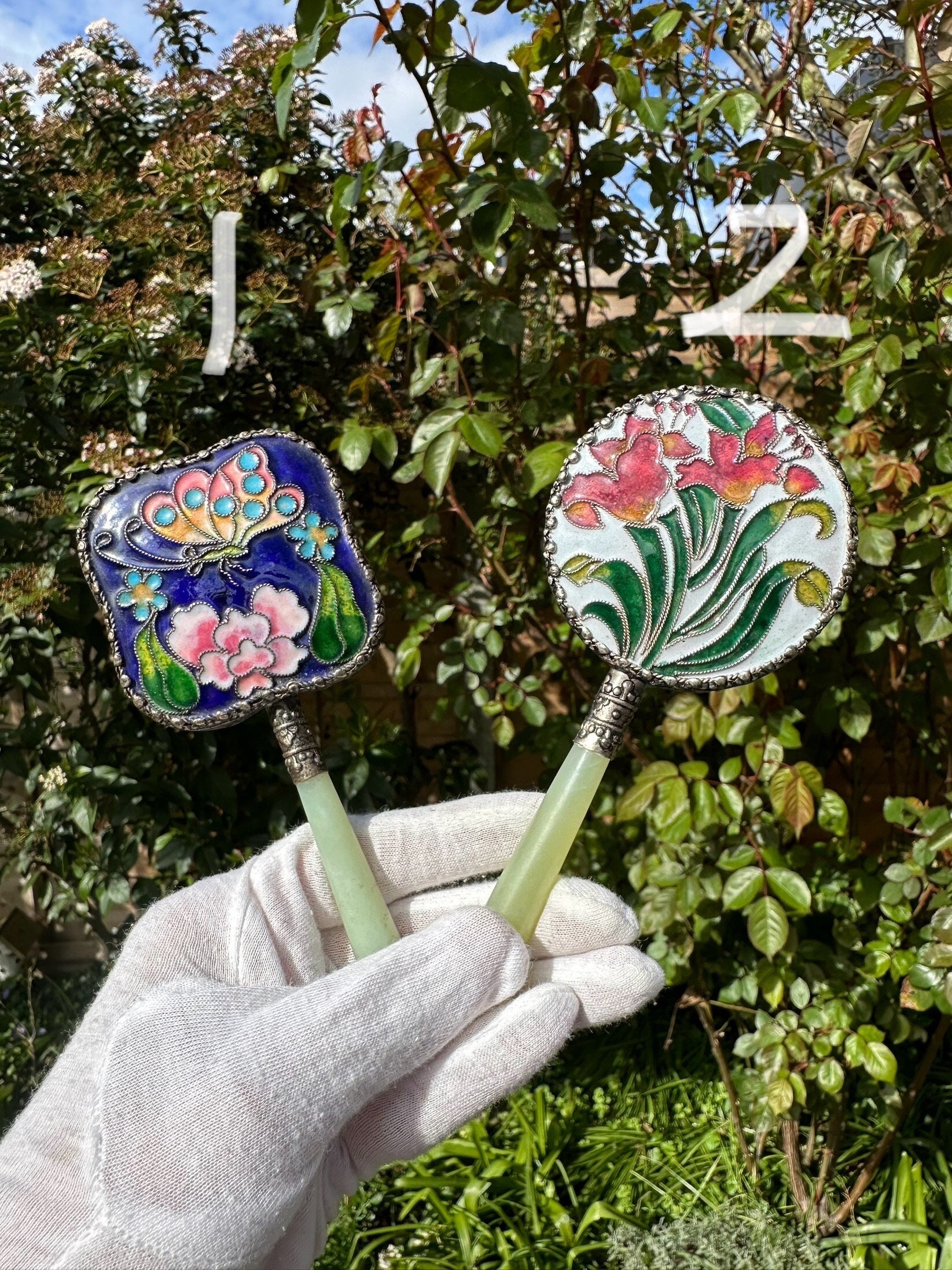 A Small Square Export Chinese Hand Mirror and A Small Round