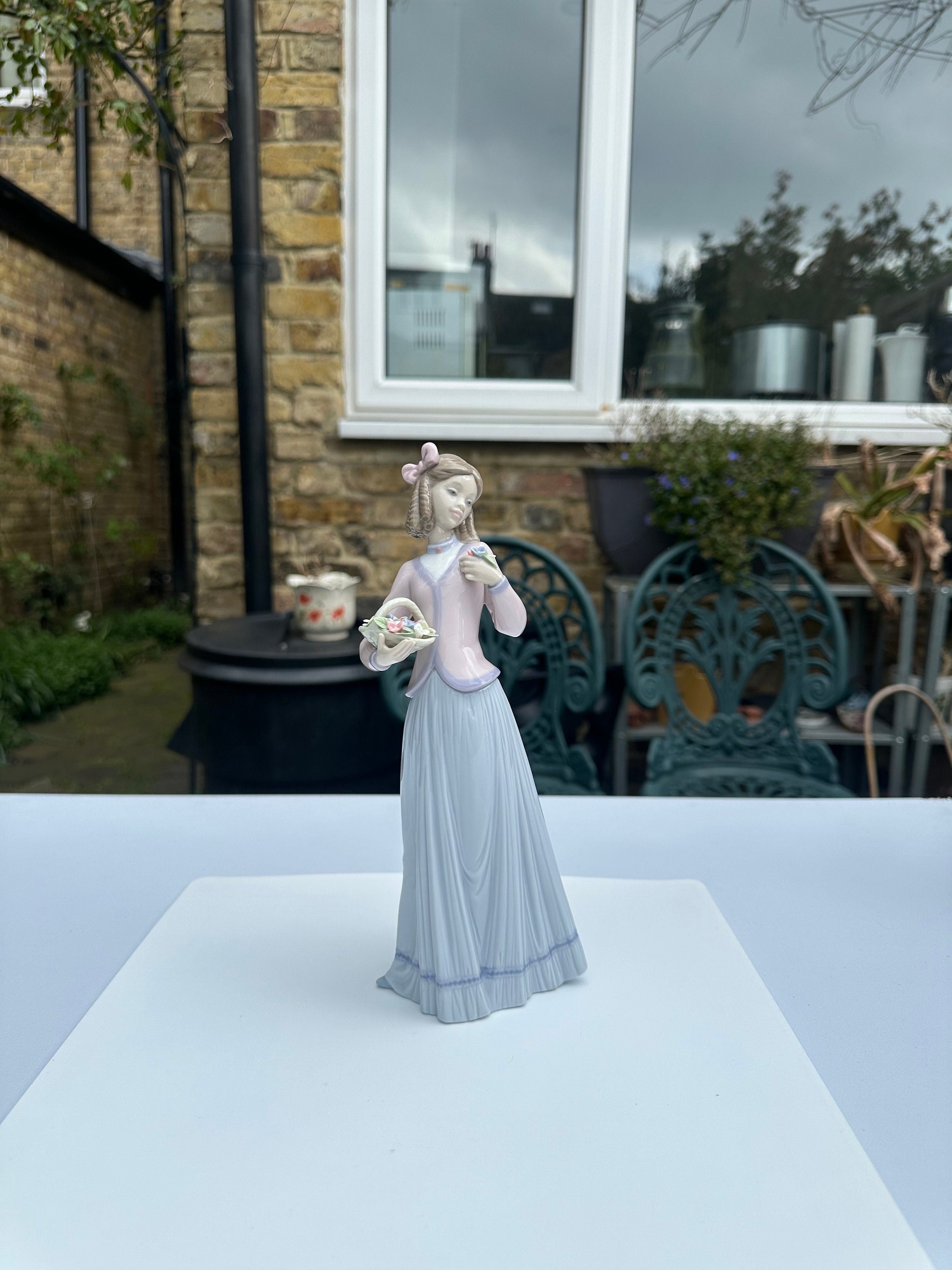 Porcelain Girl With Flower Basket Figurine - Etsy