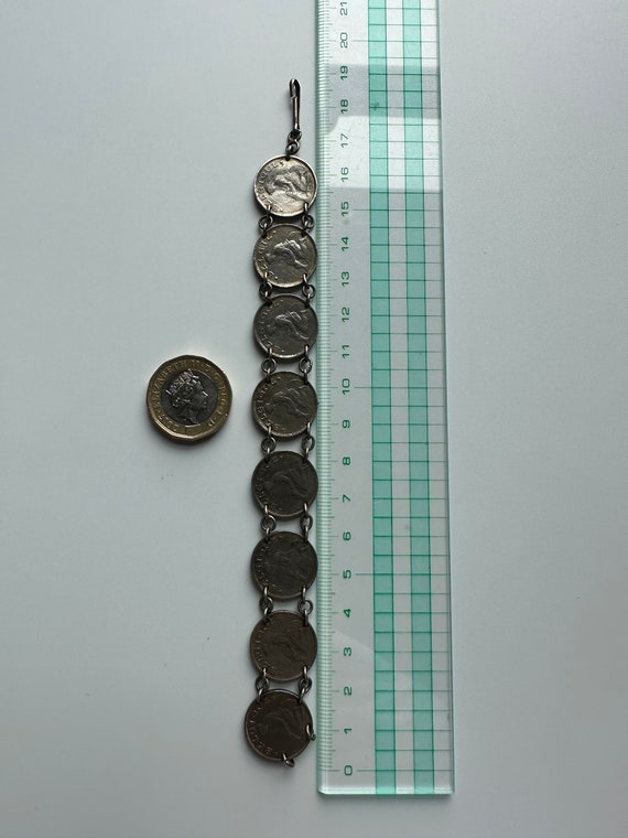 A 1930's Link Bracelet Made of 8 Belgium 50 Centi… - image 9