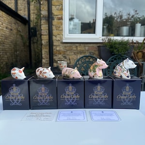 Royal Crown Derby Pig - Etsy UK