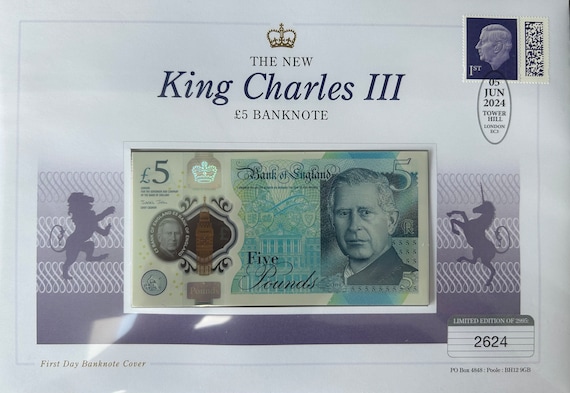 King Charles III 5 Pound Banknote First Day Issue Cover Limited