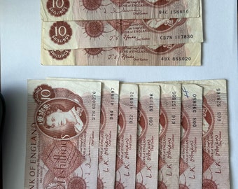 1950 - 1960 イギリス紙幣 1 ポンド 10 シリング オリジナル紙幣