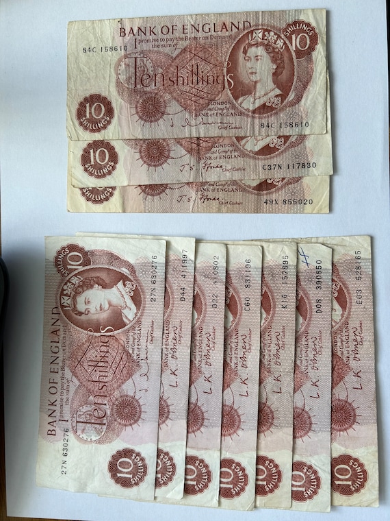 1950 - 1960 イギリス紙幣 1 ポンド 10 シリング オリジナル紙幣