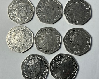 1980年 50ペンス硬貨 - エリザベス2世女王 - オリジナルヴィンテージ