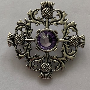 Four Thistles Kilt Pin Amethyst Coloured Stone