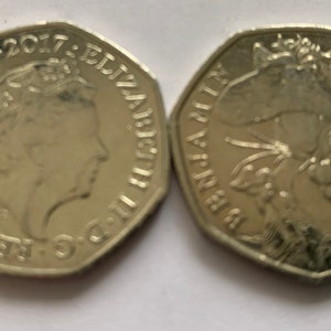 2017 Drottning Elizabeth II 50p Mynt Beatrix Potters Benjamin Bunny
