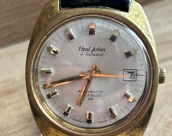 Reloj de pulsera automático vintage Paul Jobin de Suiza, década de 1970, para hombre, calibre 25j