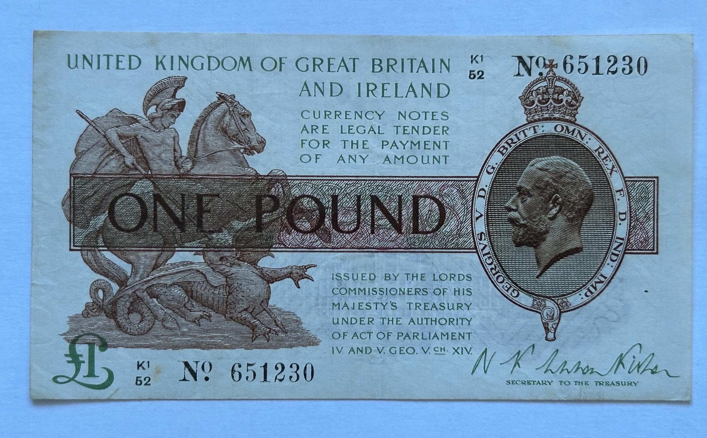 1919年と1923年のイギリス1ポンド紙幣、ウォーレン・フィッシャー